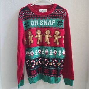 Novelty sweater "oh snap" ginger bread cookie christmas size medium